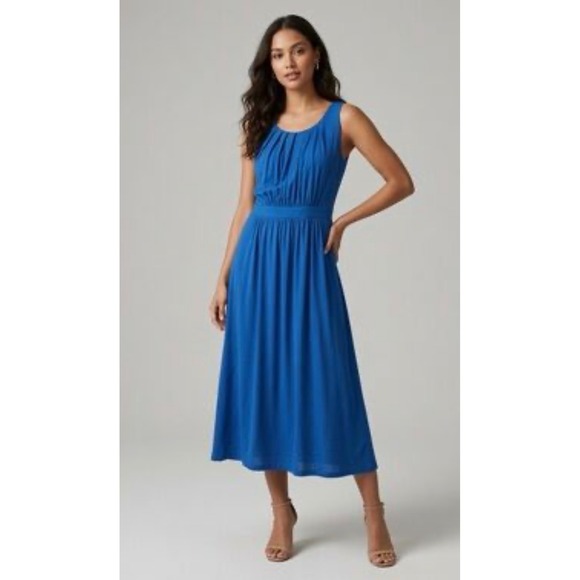 Boden Dresses & Skirts - Boden Blue Pleated Jersey Midi Dress Sleeveless WH607 Size 4 Travel Vacation